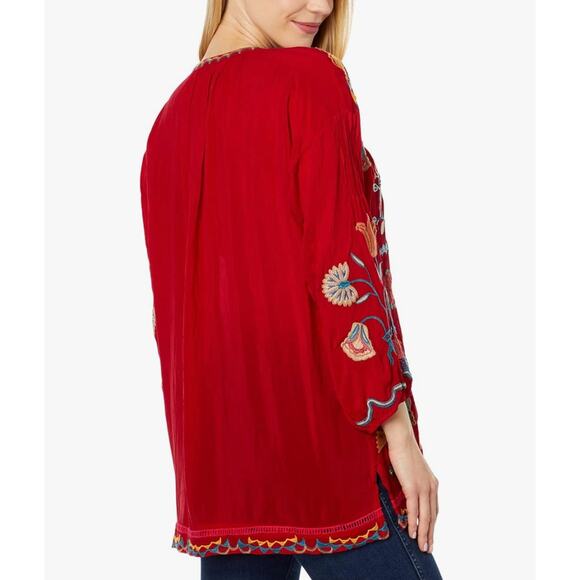 Johnny Was Mayson Tunic Wild Cherry Embroidredd Tassel Top. 3xlarge - Picture 2 of 3